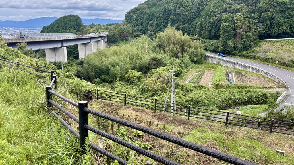 三ツ塚古墳群に上り国道を見下ろす